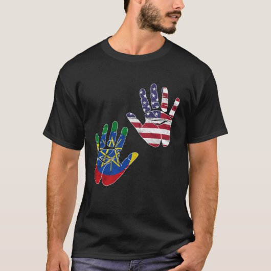 Ethiopia Ethiopians Africa Flag Proud DNA American Tシャツ (正面)