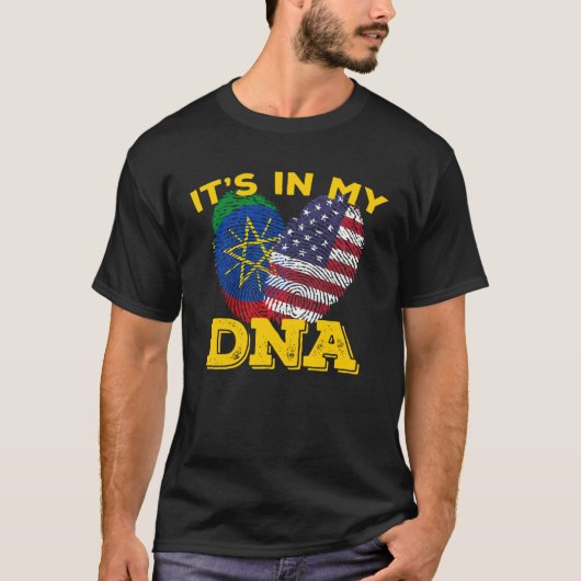 Ethiopia Ethiopians Africa Flag Proud DNA American Tシャツ (正面)