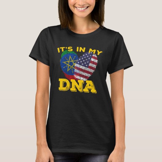 Ethiopia Ethiopians Africa Flag Proud DNA American Tシャツ (正面)