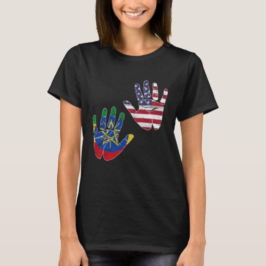 Ethiopia Ethiopians Africa Flag Proud DNA American Tシャツ (正面)