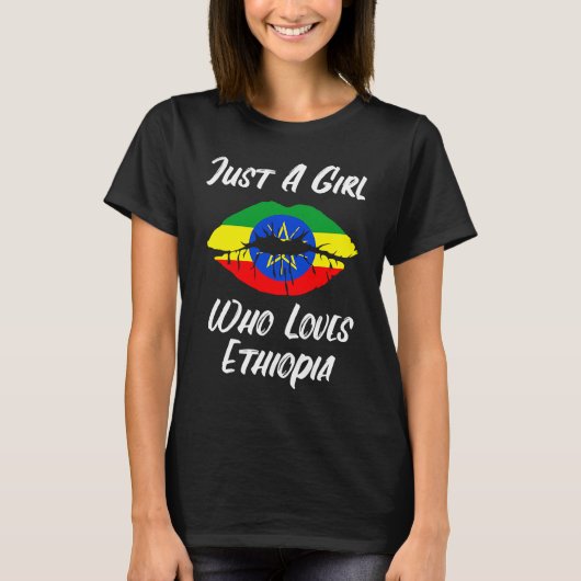 Ethiopian Ethiopian Flag Lip Mouth Love Tシャツ (正面)