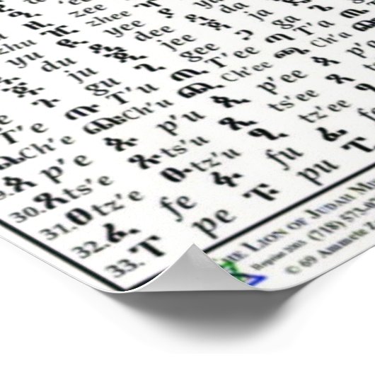 Ethiopian Fidel Feedel Alphabet Amharic Poster ポスター (角)