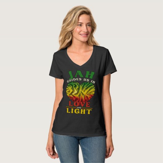Ethiopian Heart Flag Rasta Reggae Pride Rastafaria Tシャツ (正面フル)