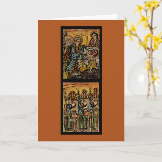 Ethiopian Nativity Icon カード (黄色い花)