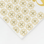 Ethiopian Orthodox Cross Pattern Gold on white フリースブランケット (角)