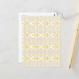 Ethiopian Orthodox Cross Pattern Gold on white ポストカード