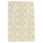 Ethiopian Orthodox Cross Pattern Gold on white ミディアムペーパーバッグ (正面)