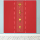 Ethiopian Orthodox Crosses – Gold on Red キャンバスプリント (インサイチュ (ウッドフロア))