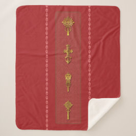 Ethiopian Orthodox Crosses – Gold on Red シェルパブランケット
