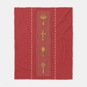Ethiopian Orthodox Crosses – Gold on Red フリースブランケット (正面)
