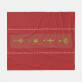 Ethiopian Orthodox Crosses – Gold on Red フリースブランケット (正面(横))