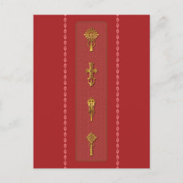 Ethiopian Orthodox Crosses – Gold on Red ポストカード