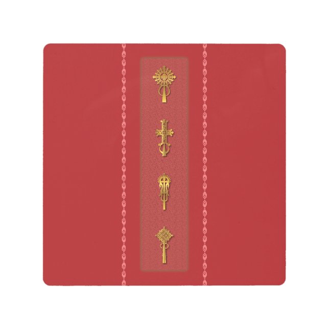 Ethiopian Orthodox Crosses – Gold on Red メタルプリント (正面)