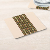 Ethiopian Tebeb Pattern スクエアペーパーコースター (アングル)