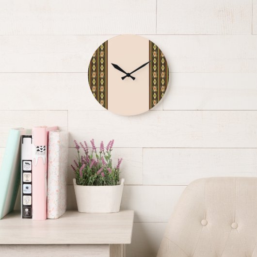 Ethiopian Tebeb Pattern ラージ壁時計 (読書スペース)