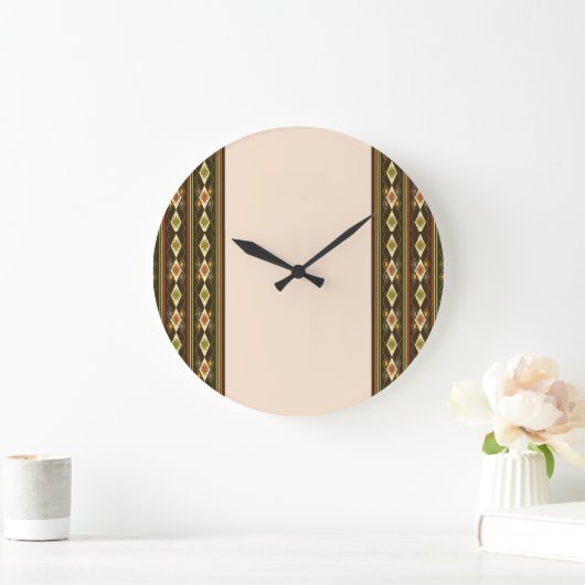 Ethiopian Tebeb Pattern ラージ壁時計 (ホーム)