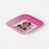 Ethnic Baby Girl Pink & Black Tutu 1st Birthday ペーパープレート (傾斜あり)