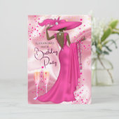 Ethnic Birthday Party Hot Pink Champagne Dress 招待状 (スタンド正面)