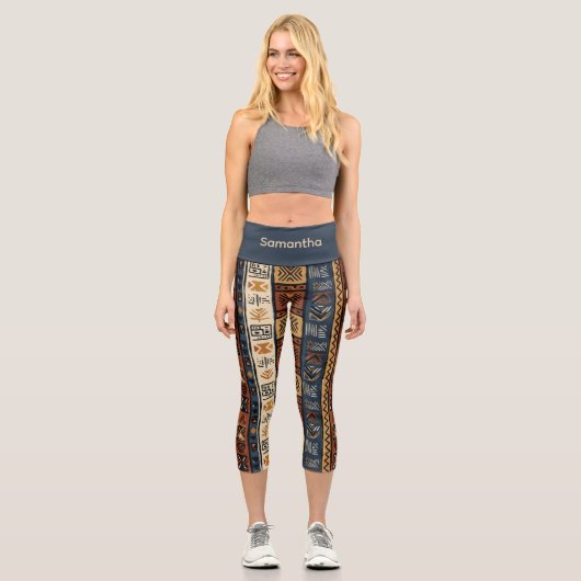 Ethnic Boho Mud Cloth カプリレギンス (正面)