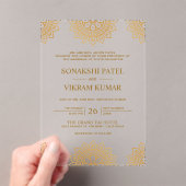 Ethnic Brown Mandala Indian Wedding アクリル招待状 (インサイチュ (ポータブル))