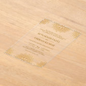 Ethnic Brown Mandala Indian Wedding アクリル招待状 (レイダウン)