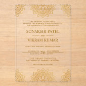 Ethnic Brown Mandala Indian Wedding アクリル招待状 (正面)