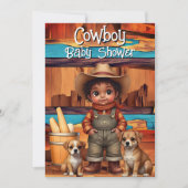 Ethnic Cute Cowboy Boy Baby Shower dogs Red Blue 招待状 (正面)