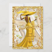 Ethnic Fabulous Birthday Gold Dress Gold Champagne 招待状 (正面)