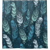 Ethnic feathers seamless pattern シャワーカーテン (正面)
