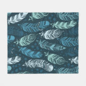Ethnic feathers seamless pattern フリースブランケット (正面(横))
