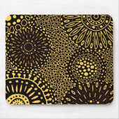 Ethnic Floral Black Gold Pattern Mouse Pad マウスパッド (正面)
