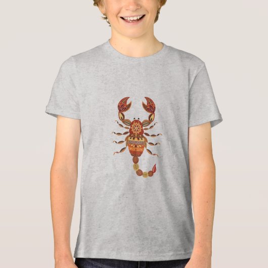 Ethnic Floral Scorpion トライブレンドTシャツ (正面)