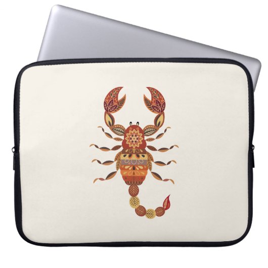 Ethnic Floral Scorpion ラップトップスリーブ (正面)