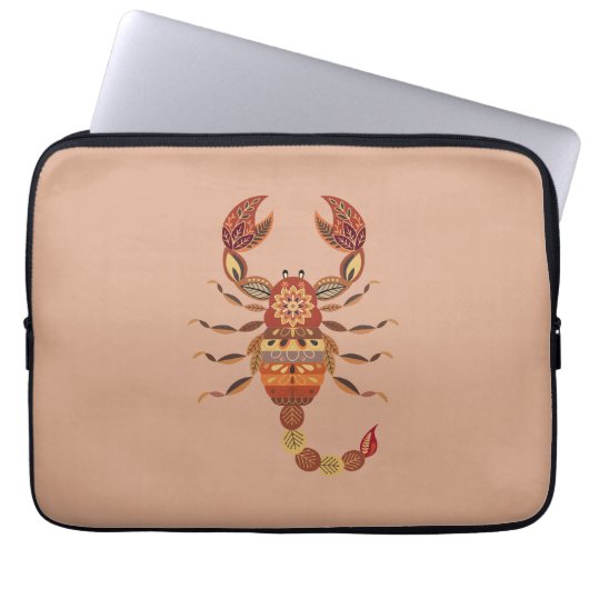 Ethnic Floral Scorpion ラップトップスリーブ (正面)