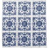 Ethnic folk ceramic tile in talavera style シャワーカーテン (正面)