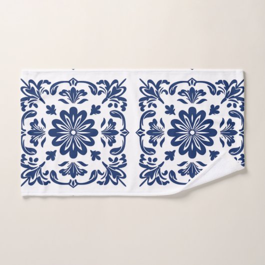  Ethnic folk ceramic tile in talavera style バスタオルセット (ハンドタオル)