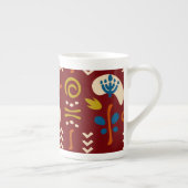 Ethnic Folk Floral Pattern ボーンチャイナマグカップ (右)