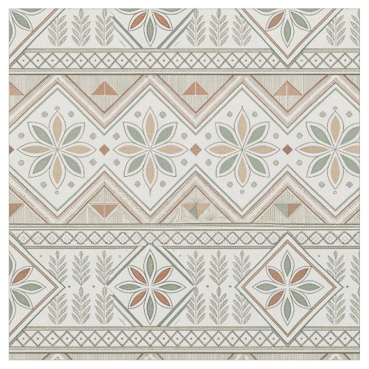 Ethnic Geometric Floral Tribal Seamless Pattern ファブリック (クローズアップ)