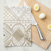 Ethnic Geometric Floral Tribal Seamless Pattern 2 キッチンタオル (四つ折り)