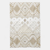 Ethnic Geometric Floral Tribal Seamless Pattern 2 キッチンタオル (縦)