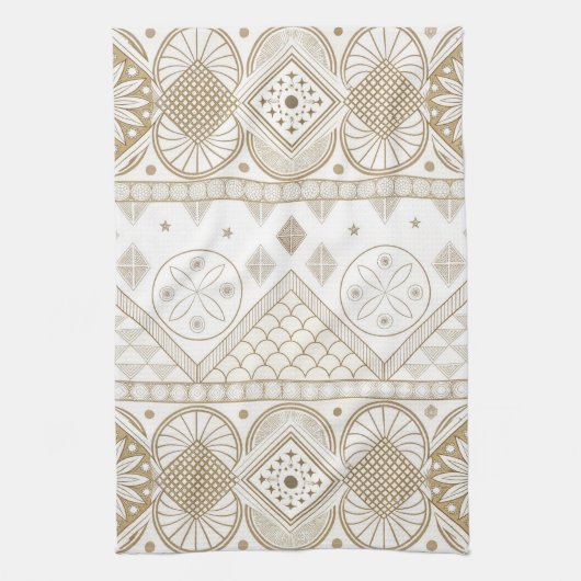 Ethnic Geometric Floral Tribal Seamless Pattern 2 キッチンタオル (縦)