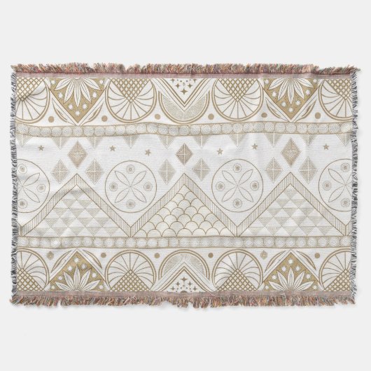 Ethnic Geometric Floral Tribal Seamless Pattern 2 スローブランケット (正面)