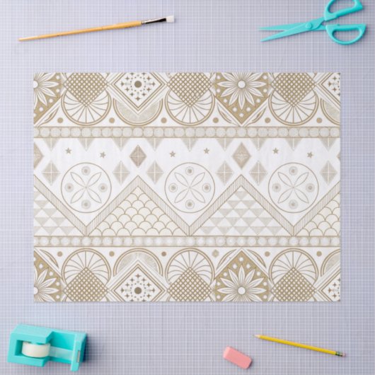 Ethnic Geometric Floral Tribal Seamless Pattern 2 薄葉紙 (クラフト)