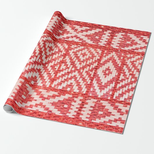 ethnic ornament on natural linen textile ラッピングペーパー (アンロールド)