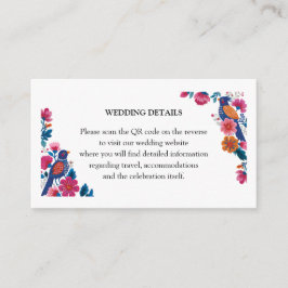 Ethnic Ornate Folk Birds and Flowers Wedding エンクロージャーカード
