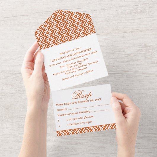 Ethnic Pattern Border Afrocentric Tribal  Wedding オールインワン招待状 (貼ってはがせる)