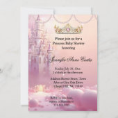 Ethnic Princess Pink Baby Shower unicorn castle 招待状 (裏面)