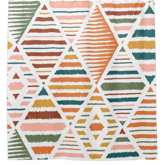 Ethnic Tribal Argyle Seamless Pattern. Traditional シャワーカーテン (正面)