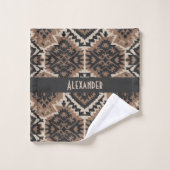 Ethnic Tribal Mudcloth Black & Tan バスタオルセット (ウォッシュタオル)