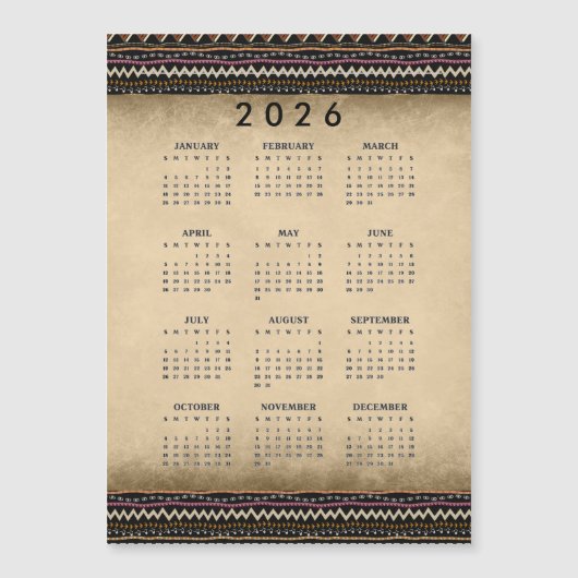 Ethnic Tribal Stripes 2026 Magnetic Card (正面)